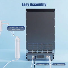 90 LBS/24H Commercial Nugget Ice Maker, Undercounter Chewable Pellet Sonic Ice Machine with Self-Cleaning & 10 LBS Storage for Office, Bar, Cafe