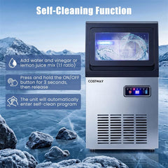 90 LBS/24H Commercial Nugget Ice Maker, Undercounter Chewable Pellet Sonic Ice Machine with Self-Cleaning & 10 LBS Storage for Office, Bar, Cafe